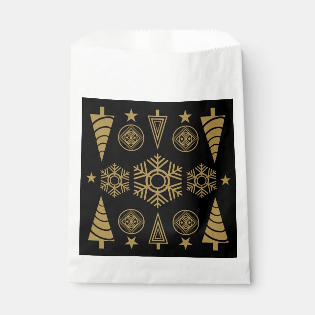 Gold Art Nouveau Christmas Decorative Favour Bags (Front)