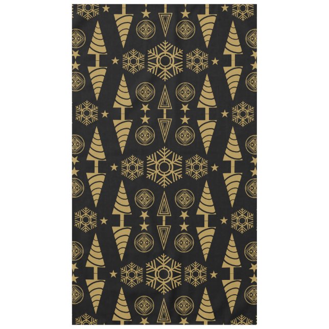 Gold Art Nouveau Christmas Decorative Tablecloth (Front)