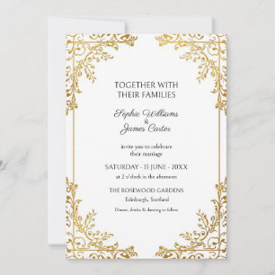 Gold Art Nouveau Floral Wedding Invitation