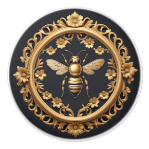 Gold Art Nouveau Honeybee Ceramic Knob