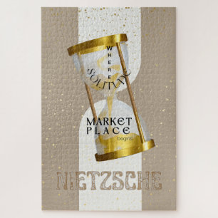 Gold Art Nouveau Introvert Philosophy quote Jigsaw Puzzle