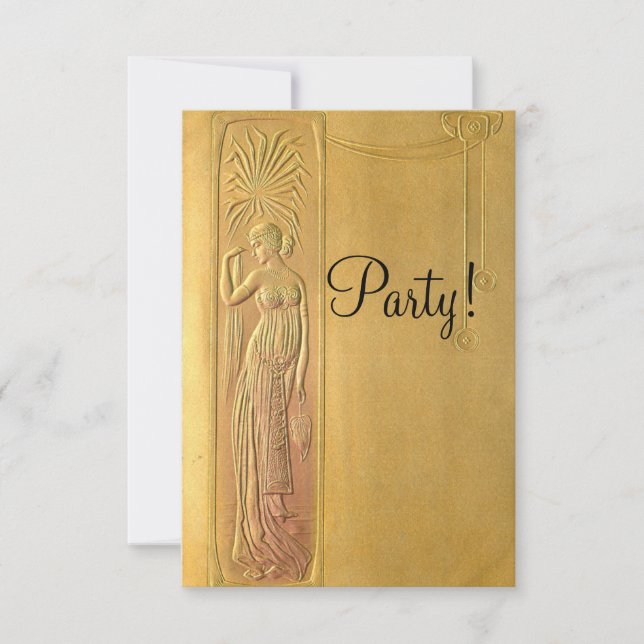 Gold Art Nouveau Party Invitation (Front)
