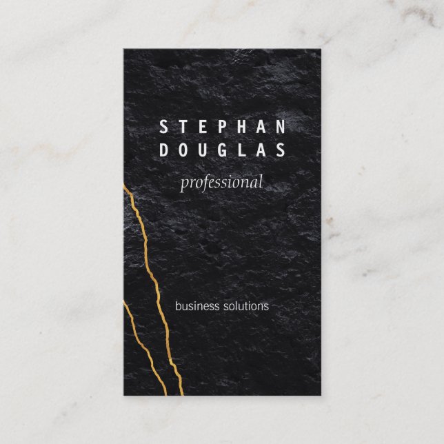Gold | Artistic Lines | Slate Business Card (Front)