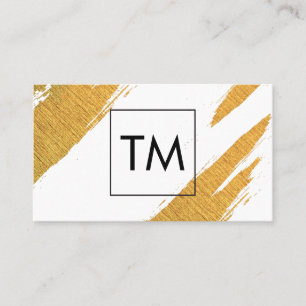 Gold Artistic Marks with Black Box Monogram Business Card