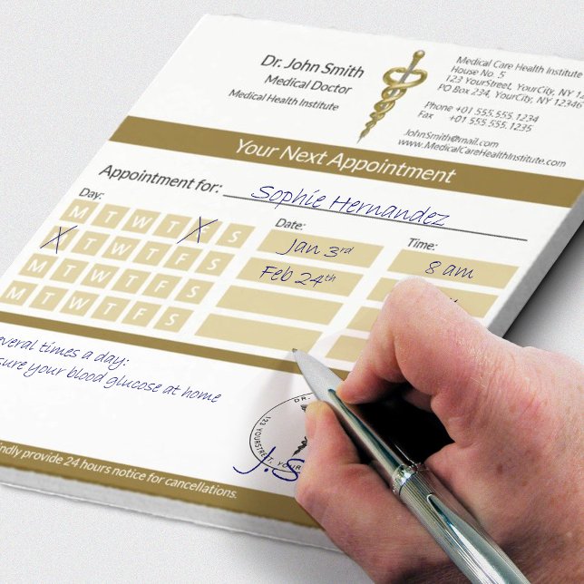 Gold Asclepius Classy Noble Medical Appointment Notepad (Creator Uploaded)
