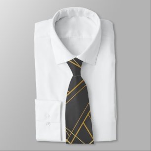 Gold Ash Grey Abstract Stripes Tie