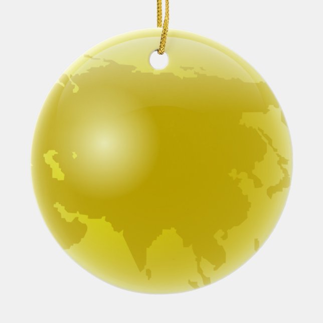 Gold Asia Globe Ceramic Tree Decoration (Front)