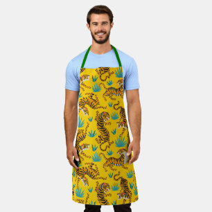 Gold Asian Tiger Pattern Apron