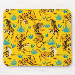 Gold Asian Tiger Pattern Mouse Mat