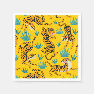 Gold Asian Tiger Pattern Napkin