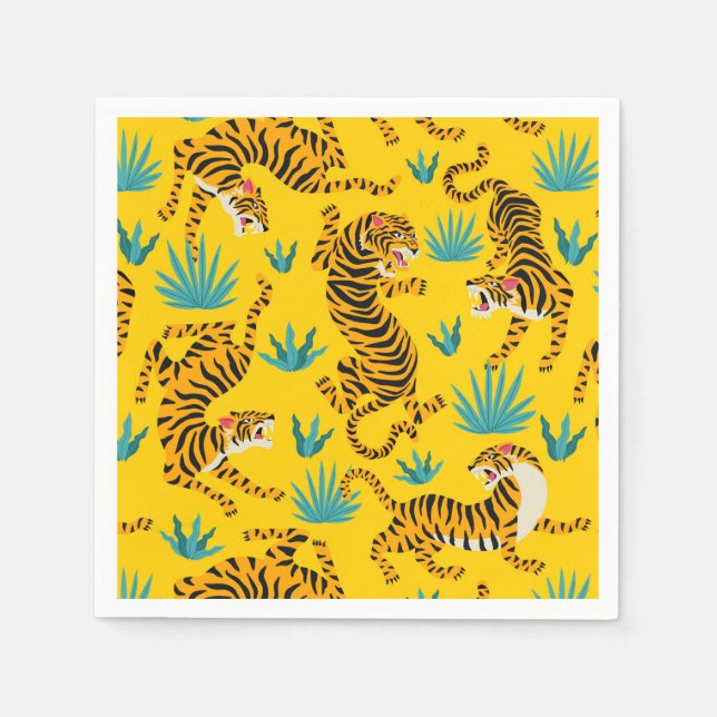 Gold Asian Tiger Pattern Napkin (Front)