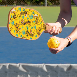 Gold Asian Tiger Pattern Pickleball Paddle
