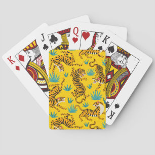Gold Asian Tiger Pattern Playing Cards