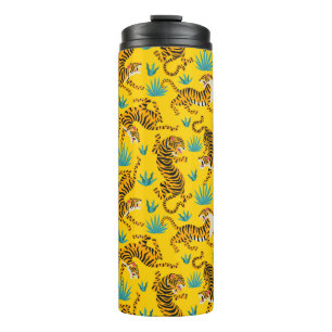 Gold Asian Tiger Pattern Thermal Tumbler