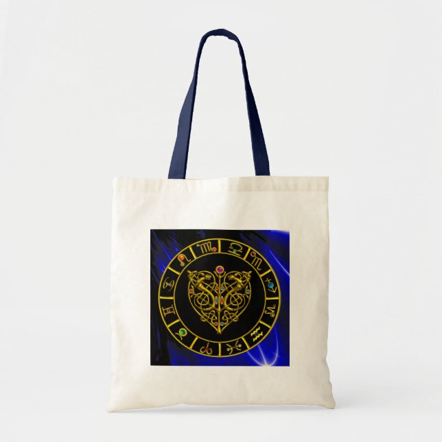 GOLD ASTRAL HEART,Zodiac Signs,Astrology Chart Tote Bag (Front)