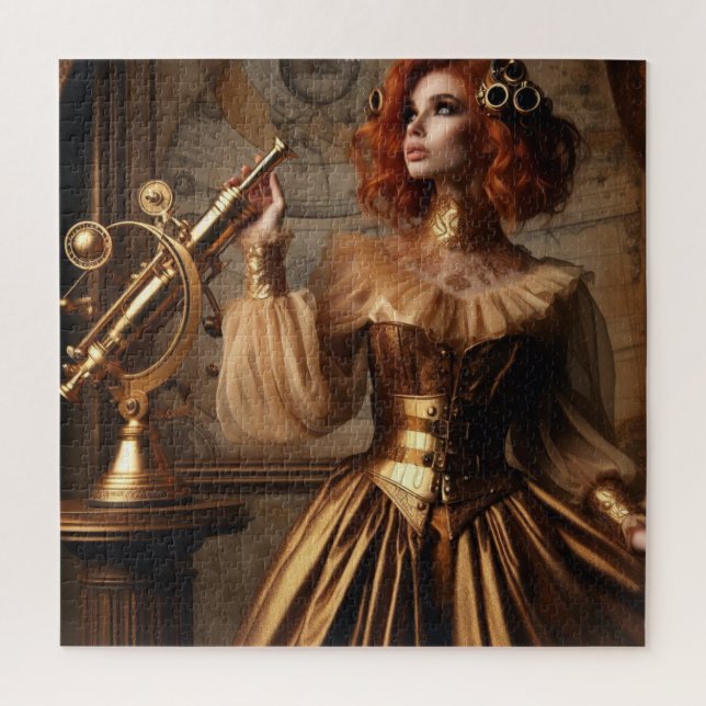 Gold Astronomer Steampunk Victorian Vintage  Jigsaw Puzzle (Vertical)