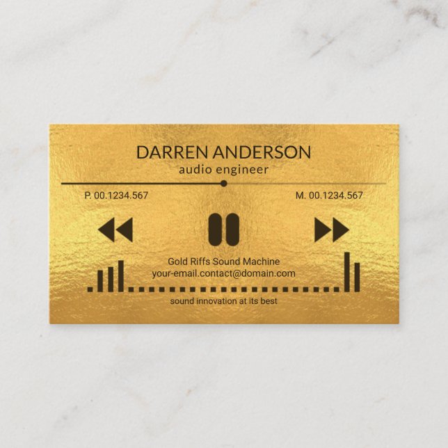 Gold Audio Display Panel Sound Engineer DJ Business Card (Front)