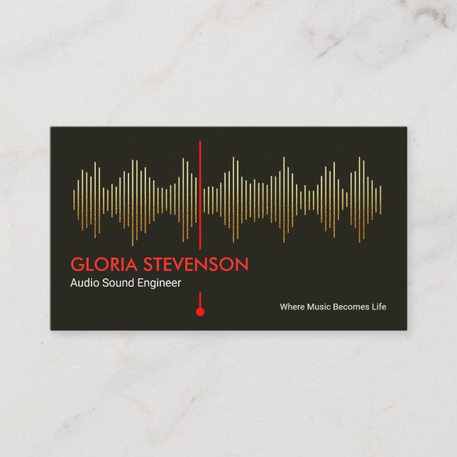 Gold Audio Sound Frequency Studio Engineer DJ Business Card (Front)