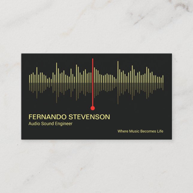 Gold Audio Sound Wave Professional DJ Business Card (Front)