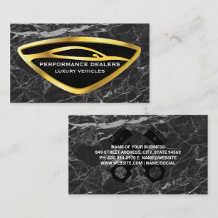 Gold Auto Car Logo   Black Marble Luxury Business Card