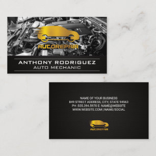 Gold Auto Repair   Engine Bay Business Card