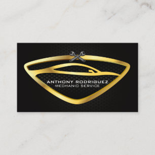 Gold Auto Wrench Logo   Carbon Fibre Business Card