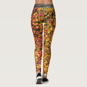 Gold autumn colours ivy wall leggings