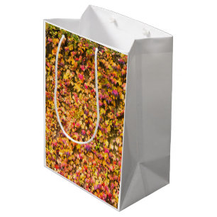 Gold autumn colours ivy wall medium gift bag
