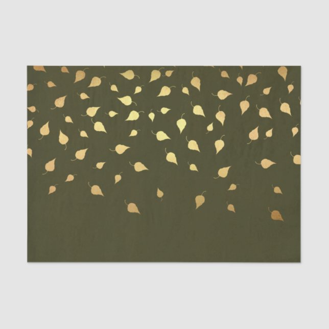 Gold Autumn Leaves Tissue Paper (Front)