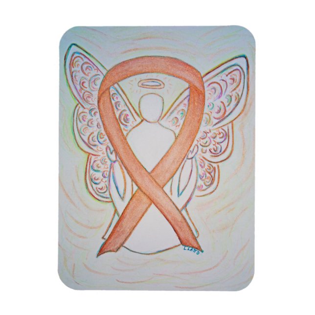 Gold Awareness Ribbon Angel Art Magnet (Vertical)