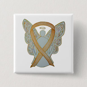 Gold Awareness Ribbon Angel Custom Art Pin