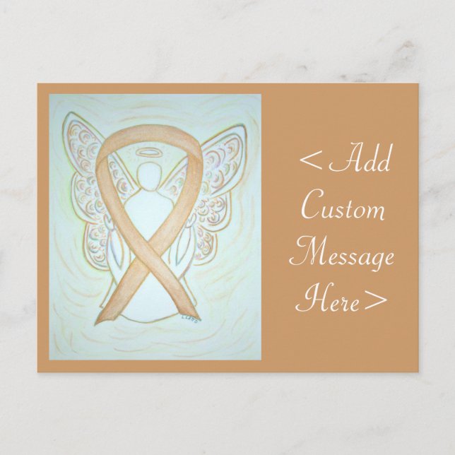 Gold Awareness Ribbon Angel Custom Postcard (Front)