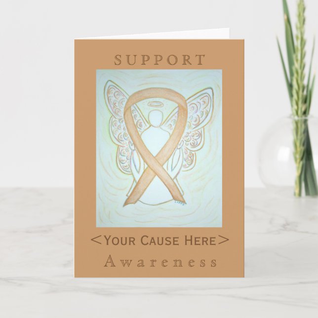 Gold Awareness Ribbon Angel Customised Card (Front)