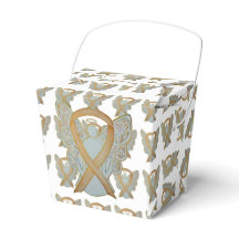 Gold Awareness Ribbon Angel Take Out Favour Boxes
