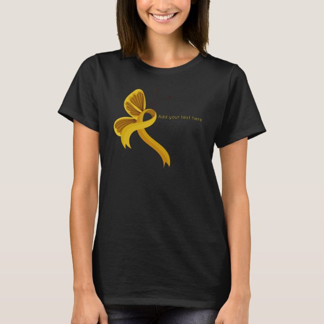 Gold Awareness Ribbon Butterfly T-Shirt (Front)