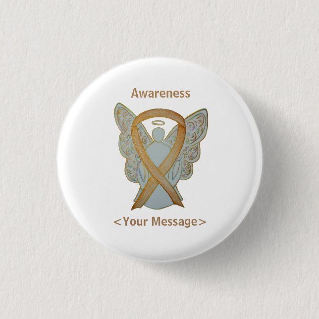Gold Awareness Ribbon Childhood Cancer Angel Pin (Front)