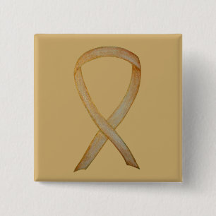 Gold Awareness Ribbon Custom Art Pin