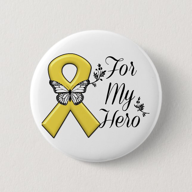 Gold Awareness Ribbon For My Hero 6 Cm Round Badge (Front)