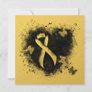 Gold Awareness Ribbon Grunge Heart