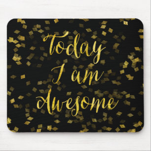 Gold Awesome Quote Faux Foil Confetti Background Mouse Mat