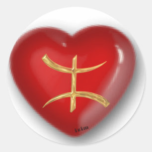 Gold aza red heart classic round sticker