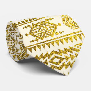Gold  Aztec Peruvian Tribal Pattern Tie