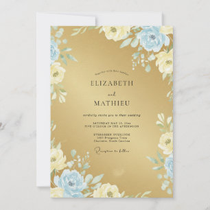 Gold Azure Petal Wedding Invitation