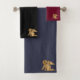 Gold baby angel (mix) bath towel set