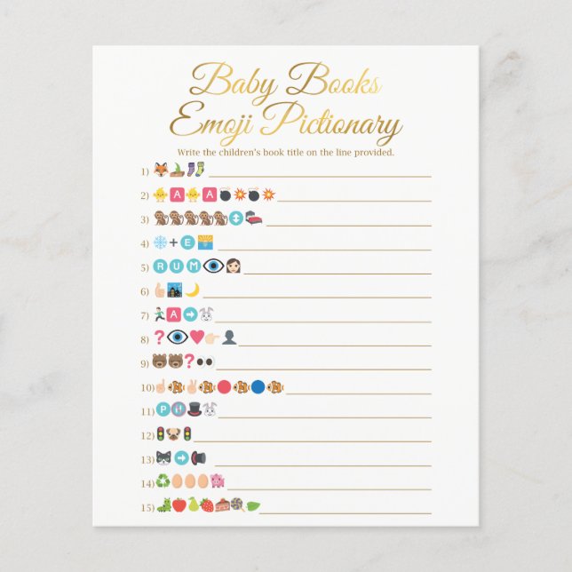 Gold Baby Books Emoji Pictionary Game (Front)