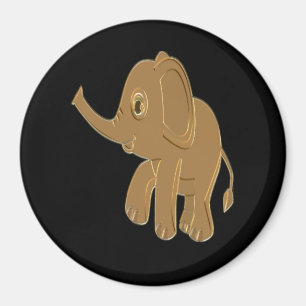 Gold baby elephant looking into the sky magnet