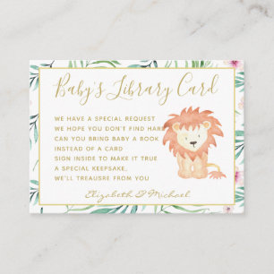 Gold Baby Library Book Request Lion Jungle Safari Enclosure Card