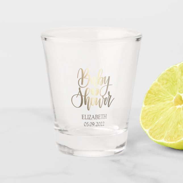 Gold Baby Shower Feet Shot Glass (Front)