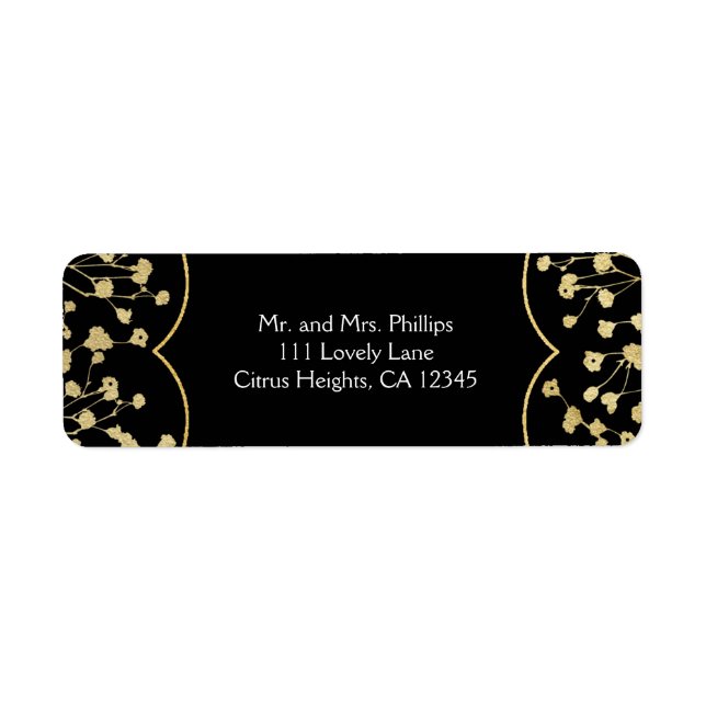 Gold Baby's Breath Floral Elegant Black Wedding (Front)