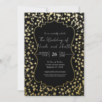 Gold Baby's Breath Floral Elegant Black Wedding
